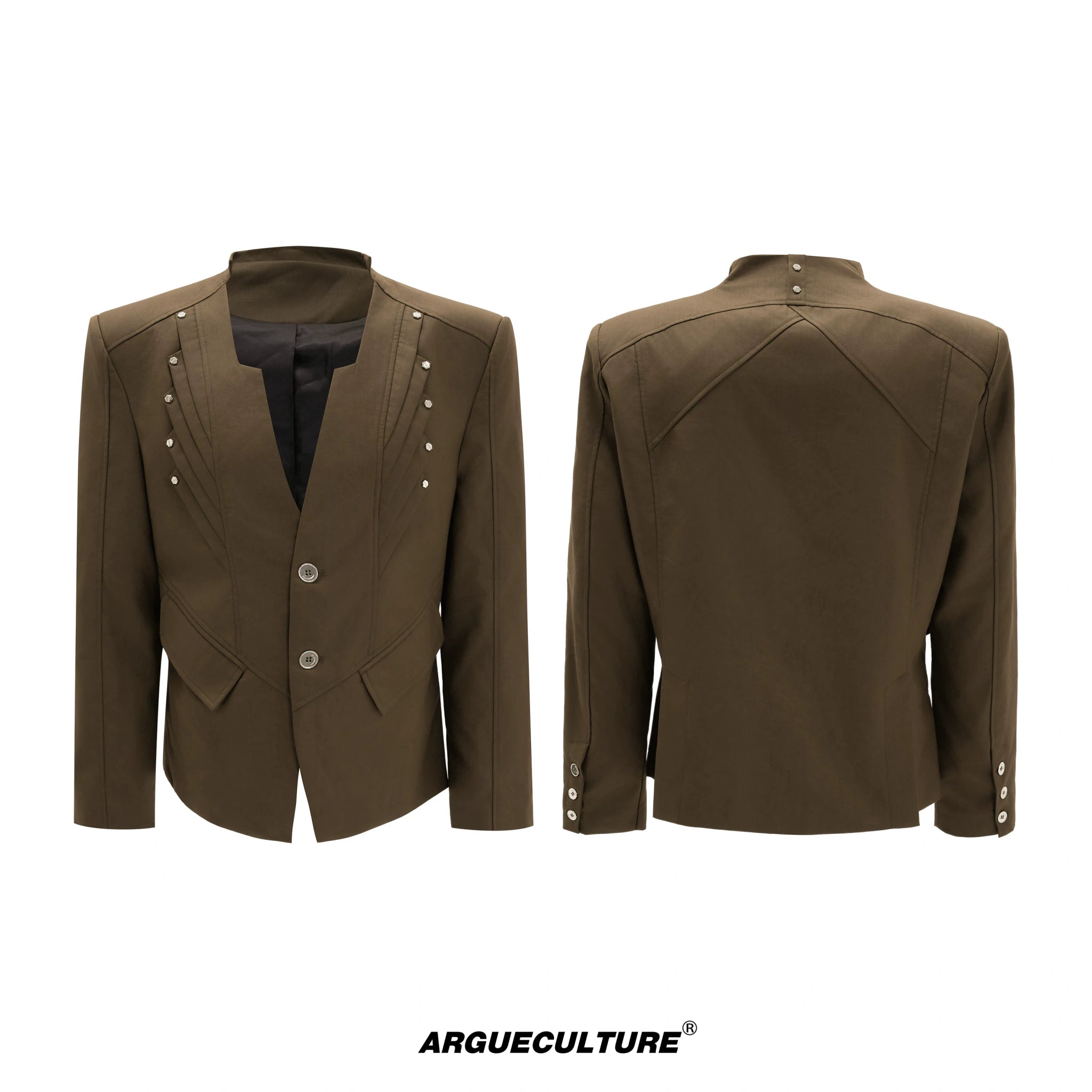 Deconstructed Cotton-Wool Suit Set | Avant-Garde Tailoring - Brown Top