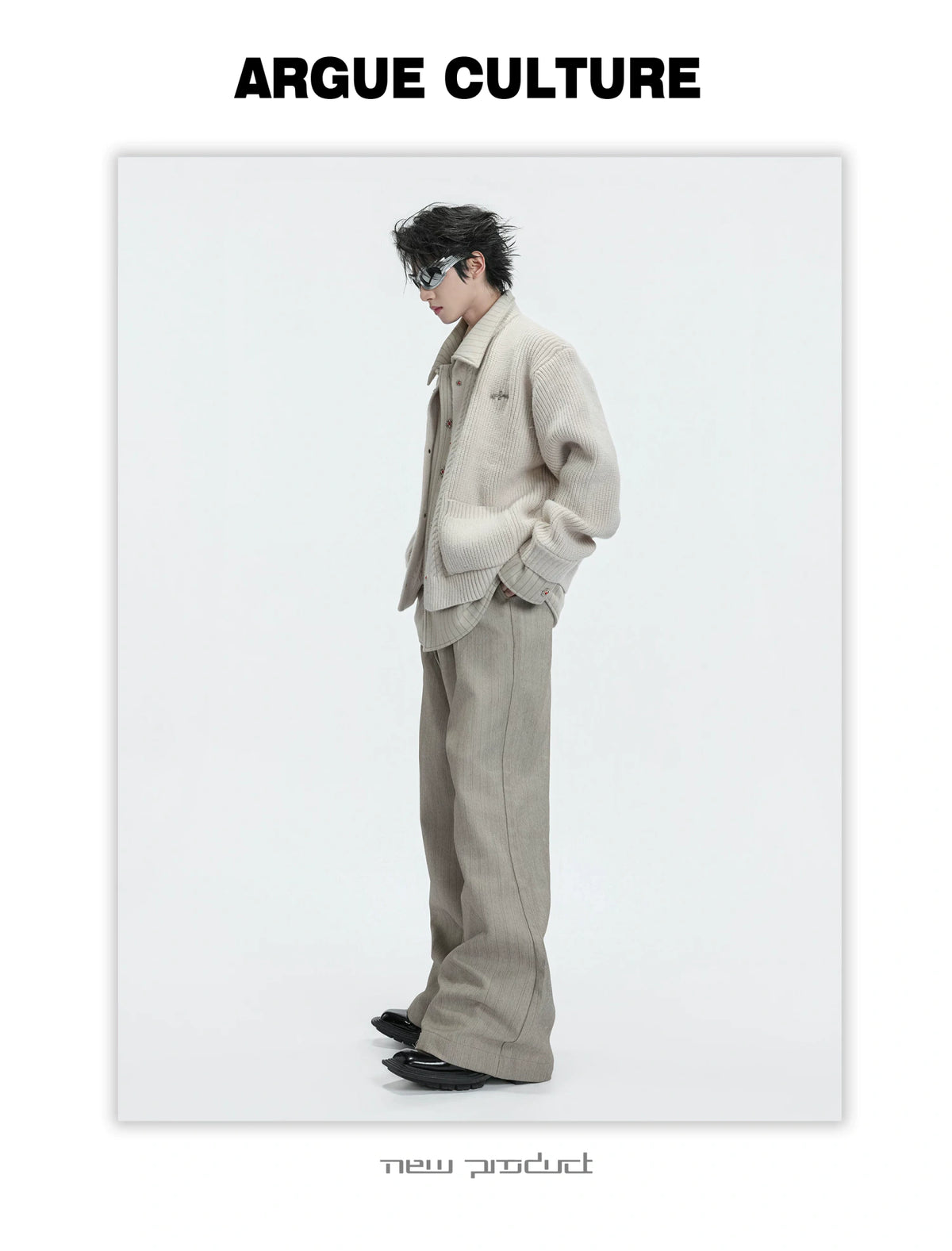 Wool Cashmere Faux-Layered Cardigan Sweater Jacket - description image 3