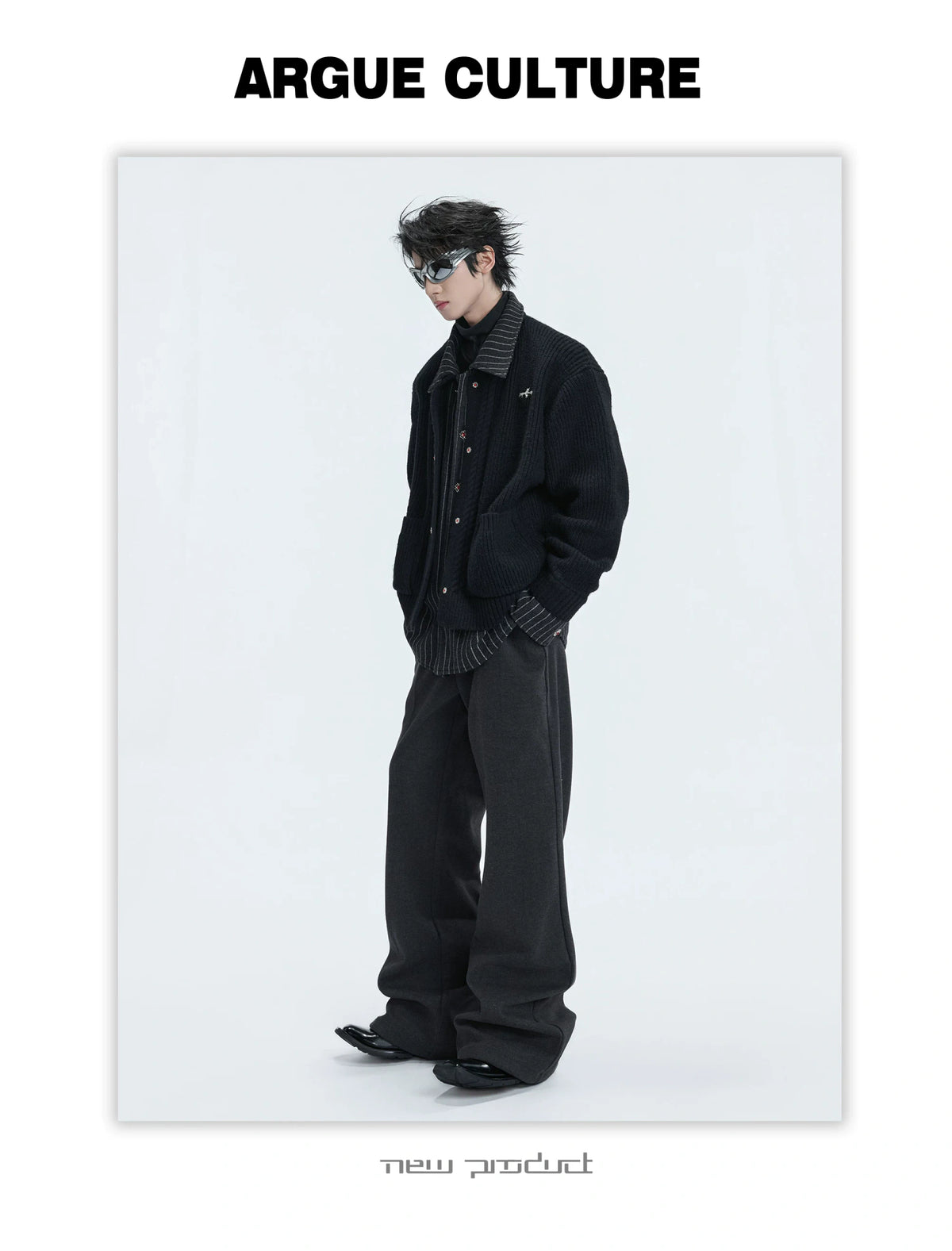 Wool Cashmere Faux-Layered Cardigan Sweater Jacket - description image 4