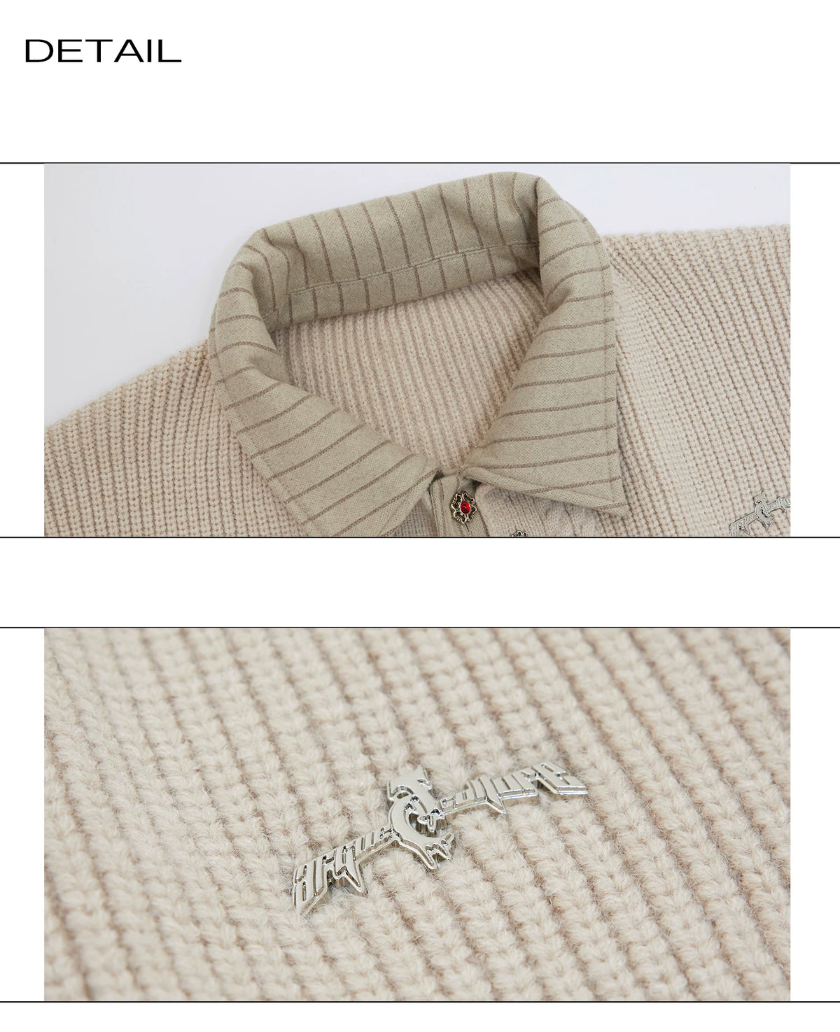 Wool Cashmere Faux-Layered Cardigan Sweater Jacket - description image 6