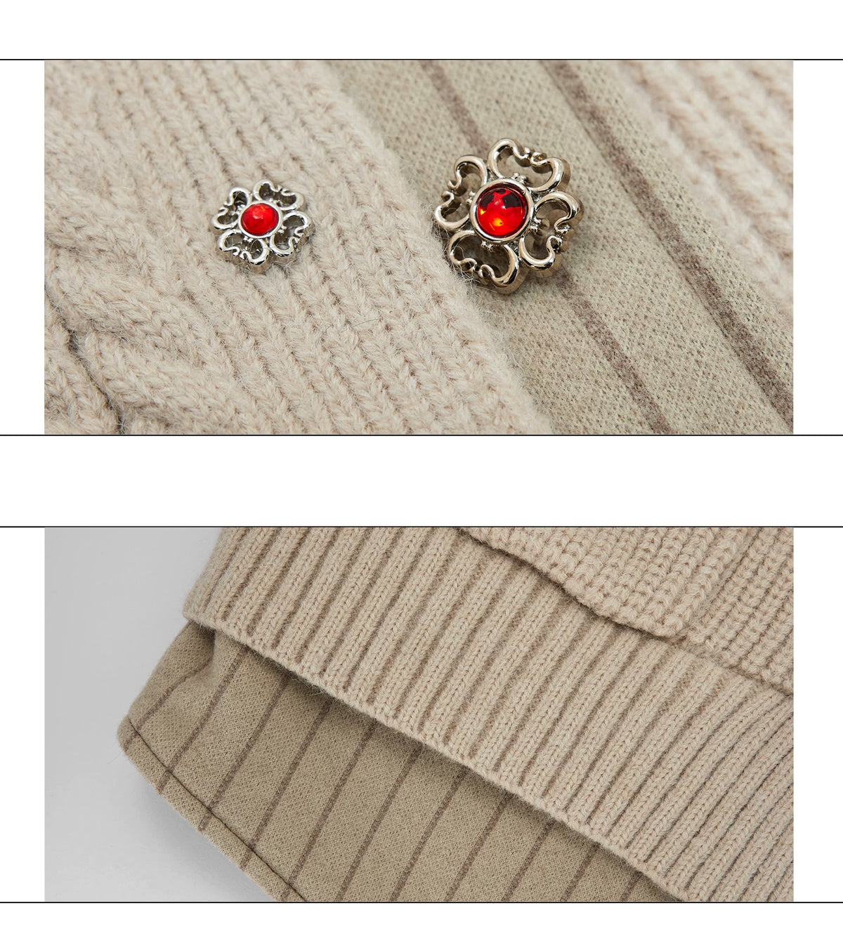 Wool Cashmere Faux-Layered Cardigan Sweater Jacket - description image 7