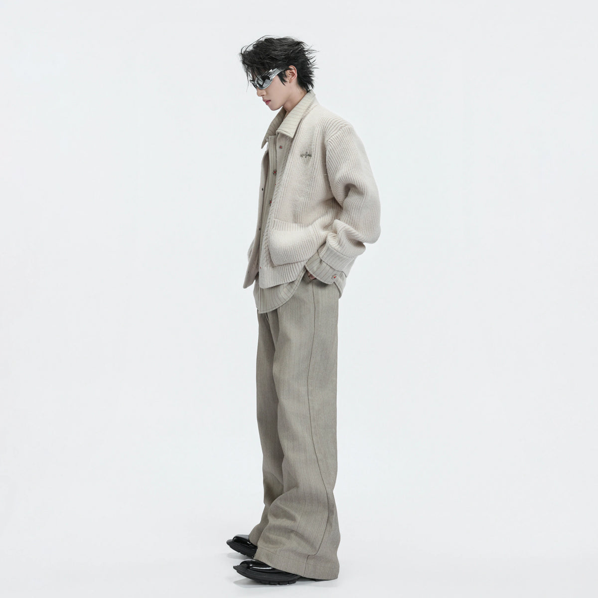Wool Cashmere Faux-Layered Cardigan Sweater Jacket - main image 2