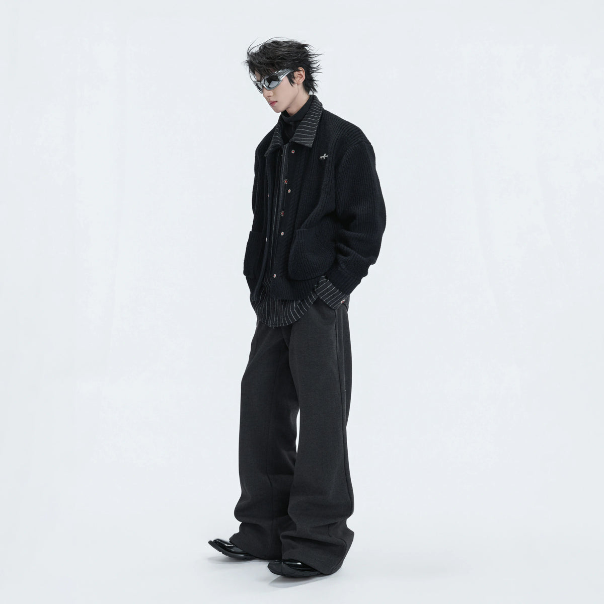 Wool Cashmere Faux-Layered Cardigan Sweater Jacket - main image 4