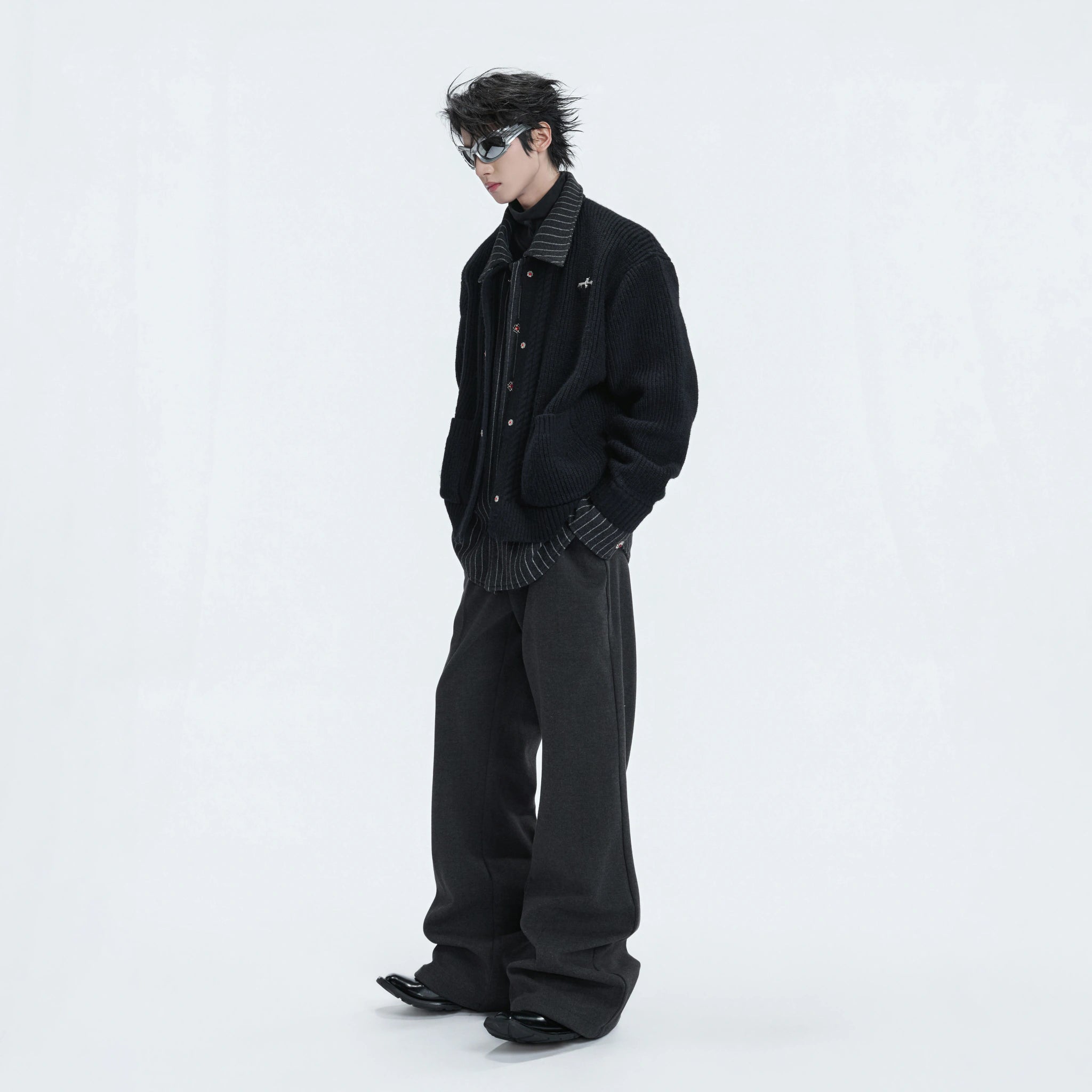 Wool Cashmere Faux-Layered Cardigan Sweater Jacket - main image 4