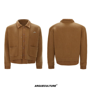 Wool Cashmere Faux-Layered Cardigan Sweater Jacket - Camel Top