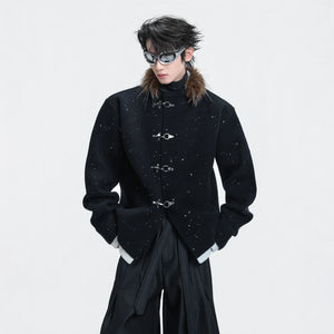 Shimmer Knit Cardigan with Detachable Fur Collar - main image 3