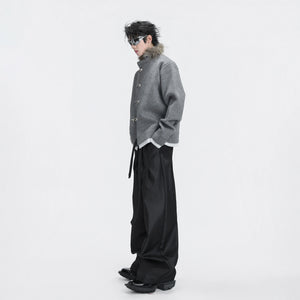 Shimmer Knit Cardigan with Detachable Fur Collar - main image 4