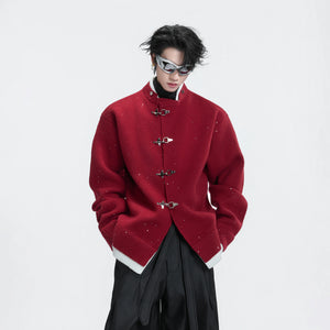 Shimmer Knit Cardigan with Detachable Fur Collar - main image 5