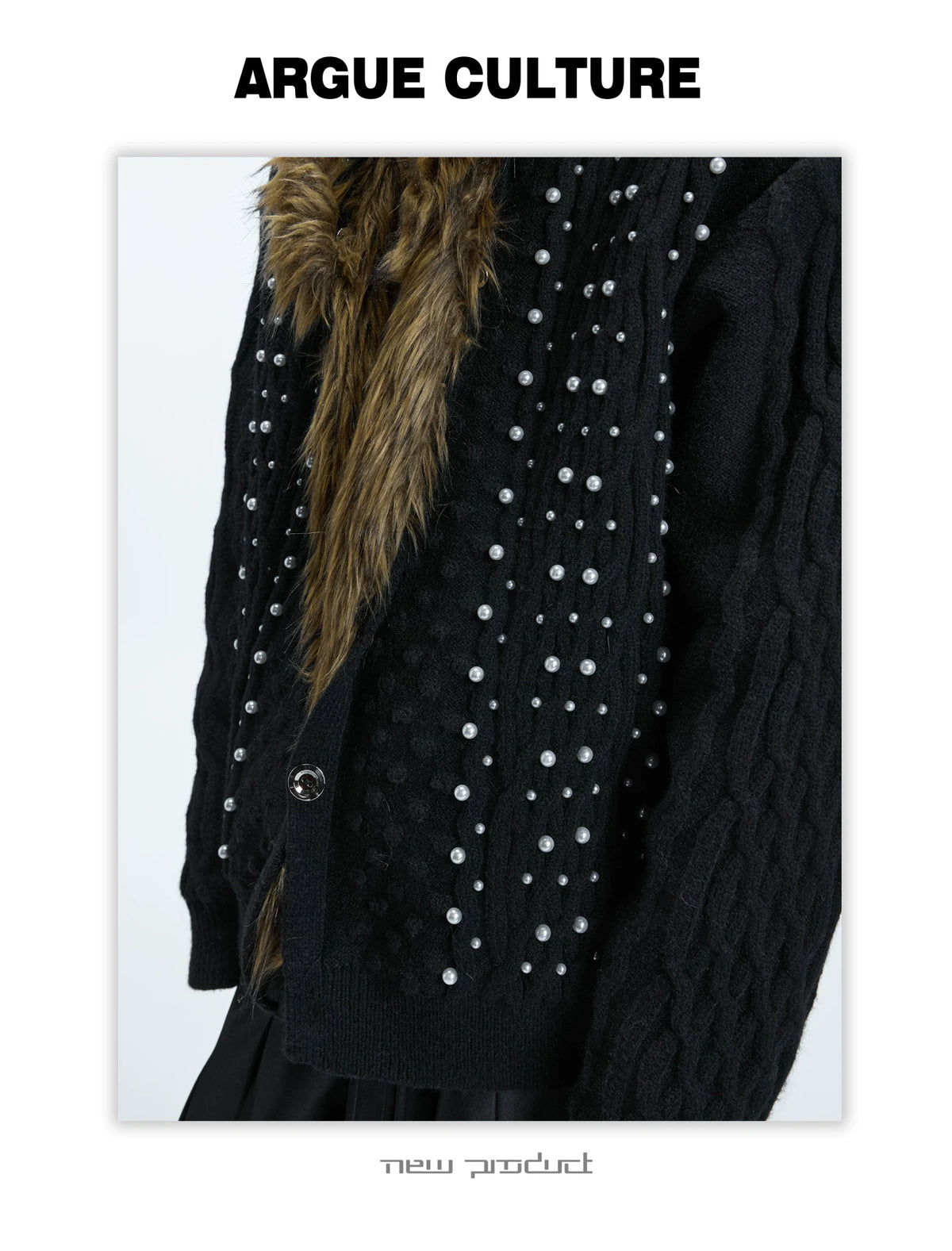 Retro Fur-Collar Cotton-Wool Cardigan Sweater - description image 7