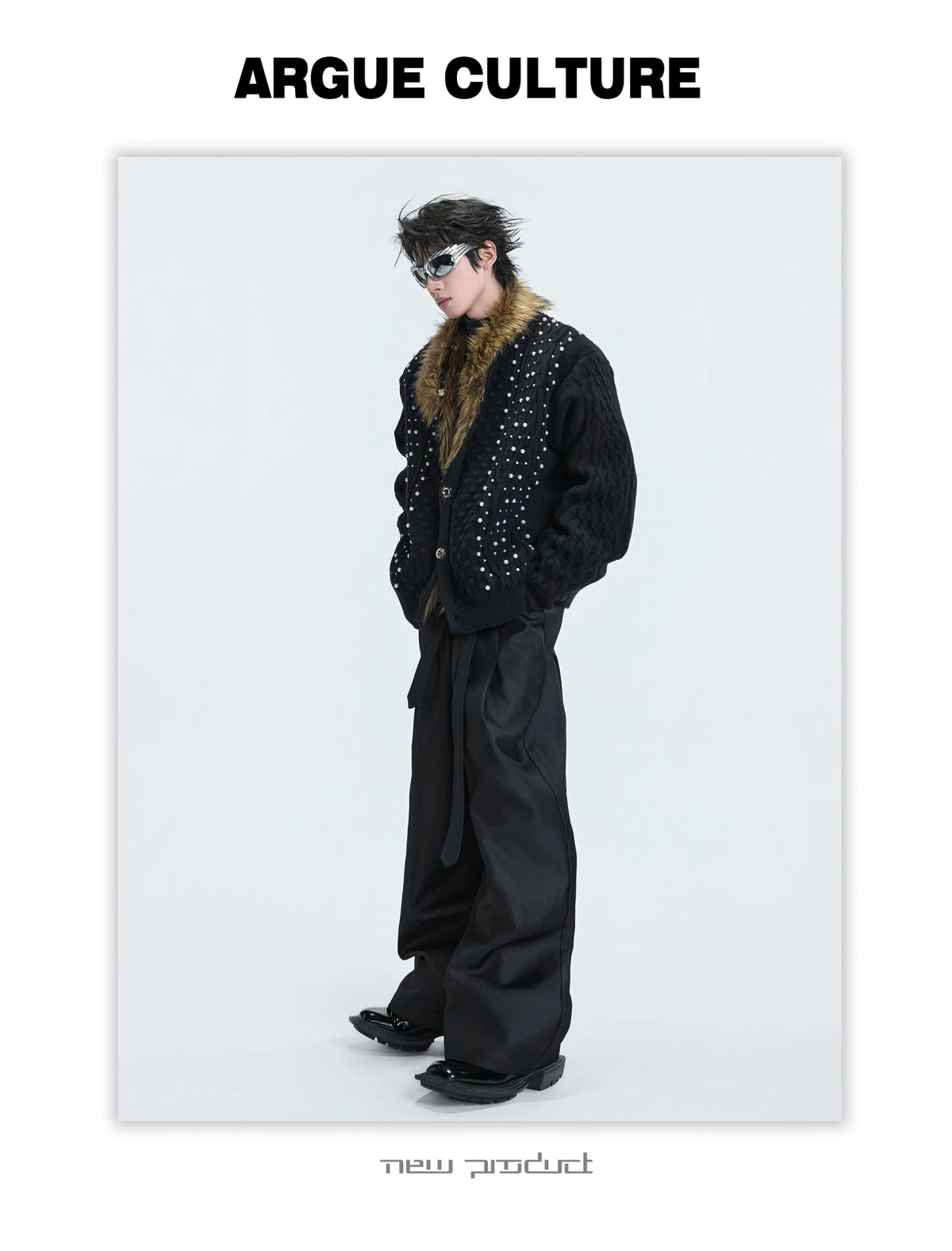 Retro Fur-Collar Cotton-Wool Cardigan Sweater - description image 8