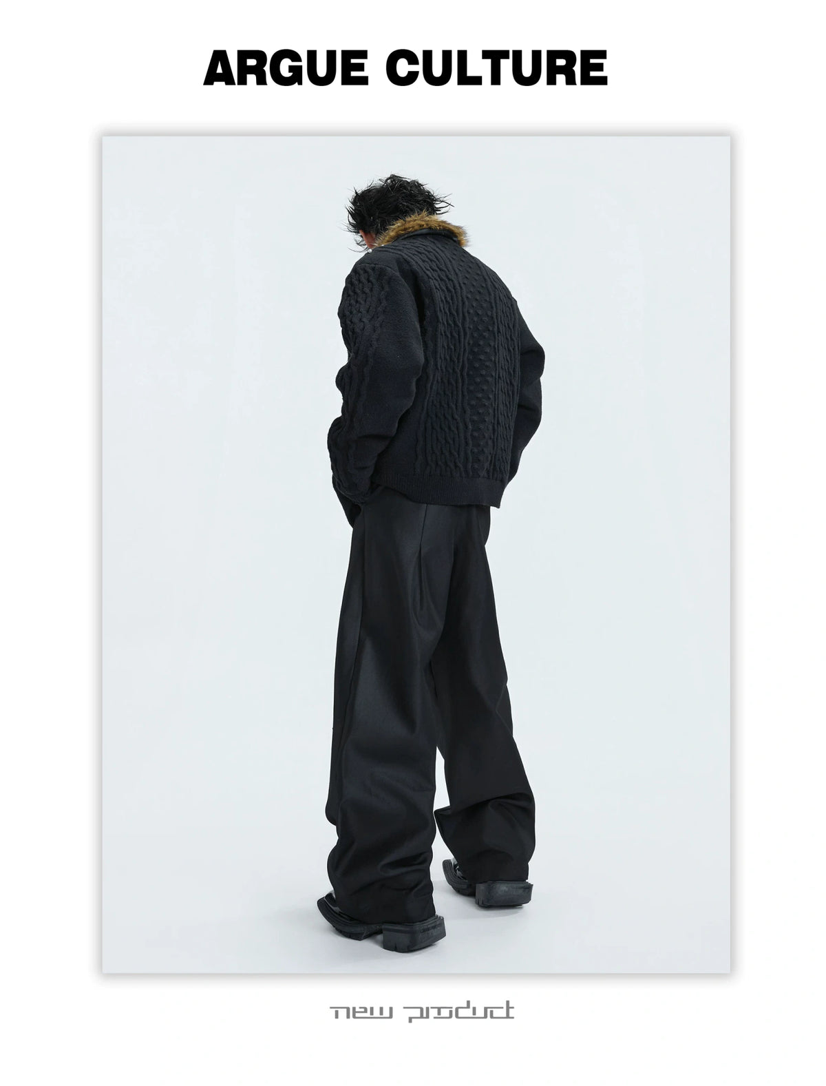 Retro Fur-Collar Cotton-Wool Cardigan Sweater - description image 9