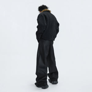 Retro Fur-Collar Cotton-Wool Cardigan Sweater - main image 3