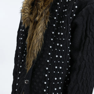 Retro Fur-Collar Cotton-Wool Cardigan Sweater - main image 5