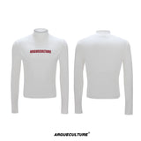 Deconstructed Logo Turtleneck Top | Cotton-Wool Blend - White Top