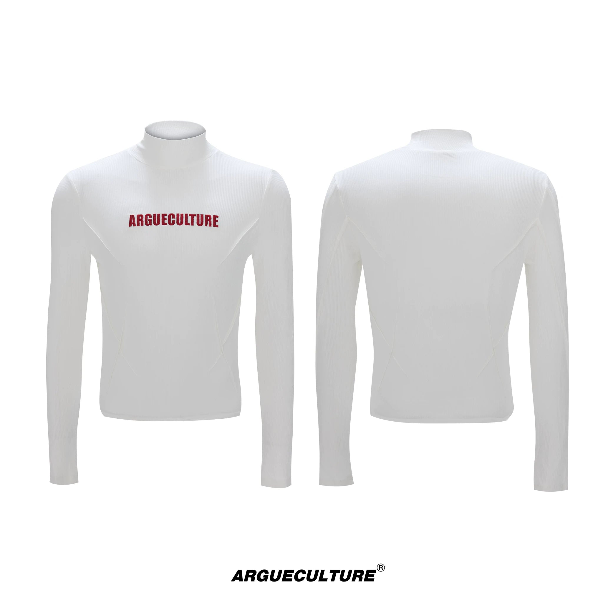 Deconstructed Logo Turtleneck Top | Cotton-Wool Blend - White Top