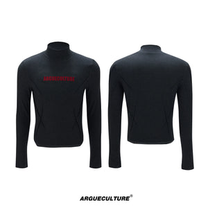 Deconstructed Logo Turtleneck Top | Cotton-Wool Blend - Gray Top