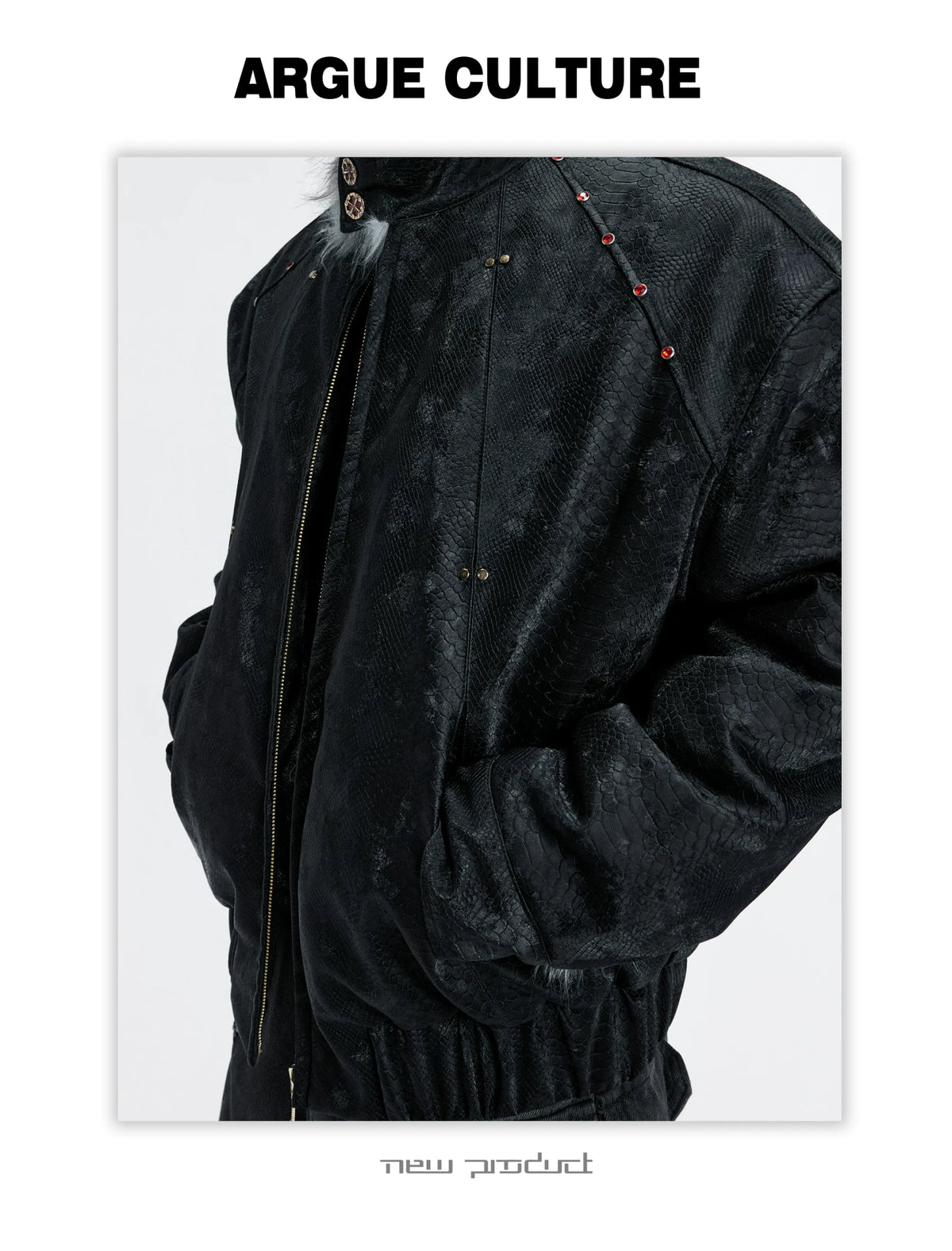 Oversized Faux Leather Fur-Collar Jacket | Unisex - description image 3