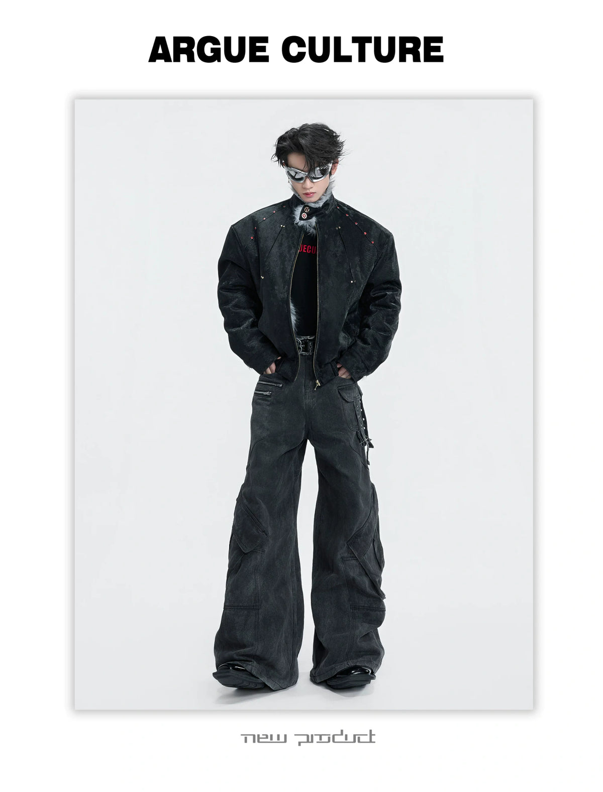 Oversized Faux Leather Fur-Collar Jacket | Unisex - description image 4