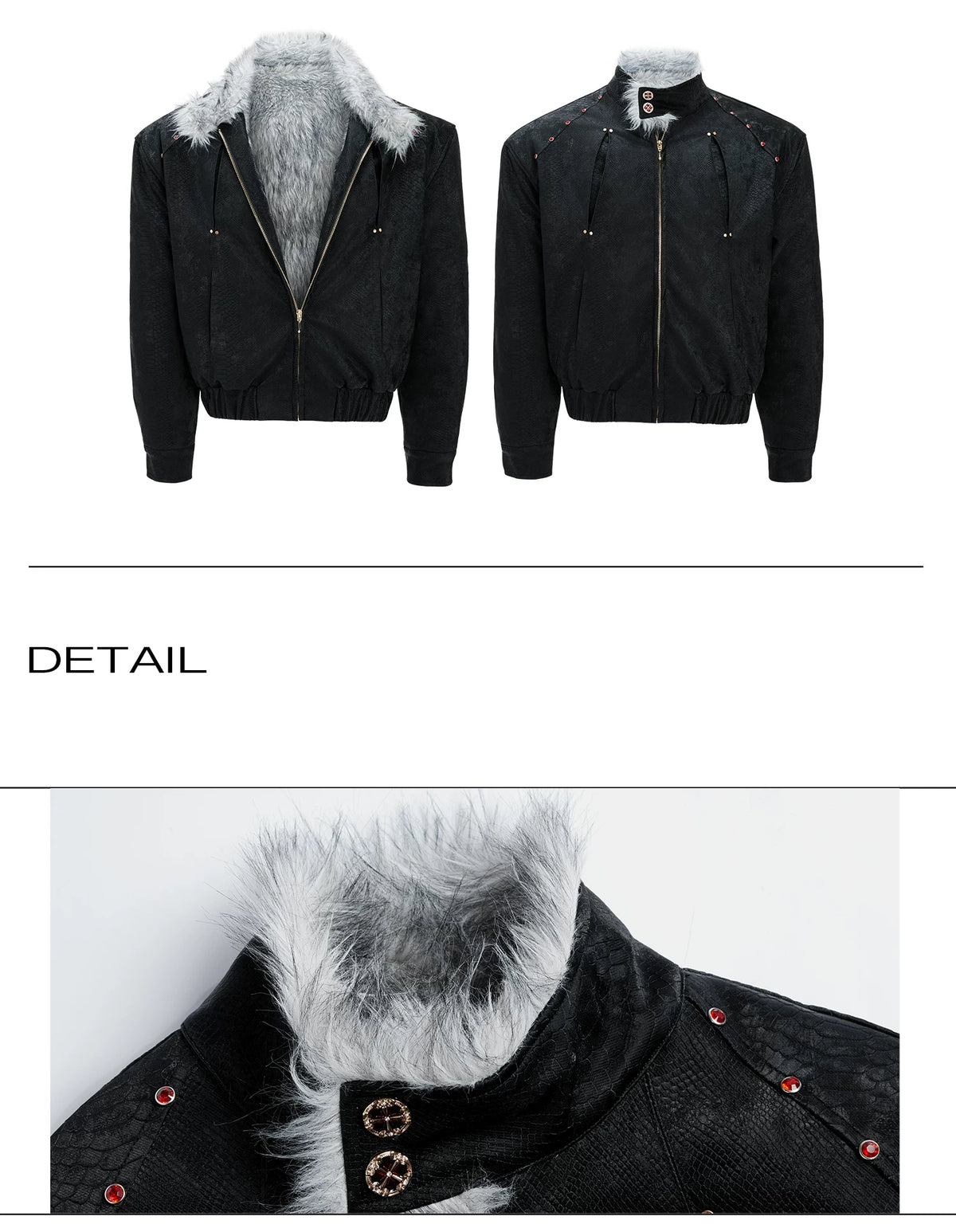 Oversized Faux Leather Fur-Collar Jacket | Unisex - description image 5