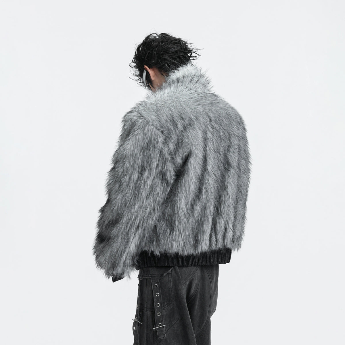Oversized Faux Leather Fur-Collar Jacket | Unisex - main image 5