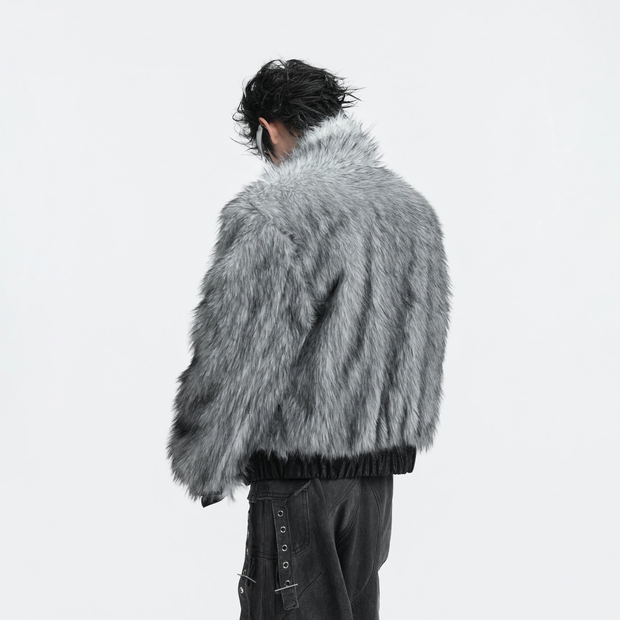 Oversized Faux Leather Fur-Collar Jacket | Unisex - main image 5