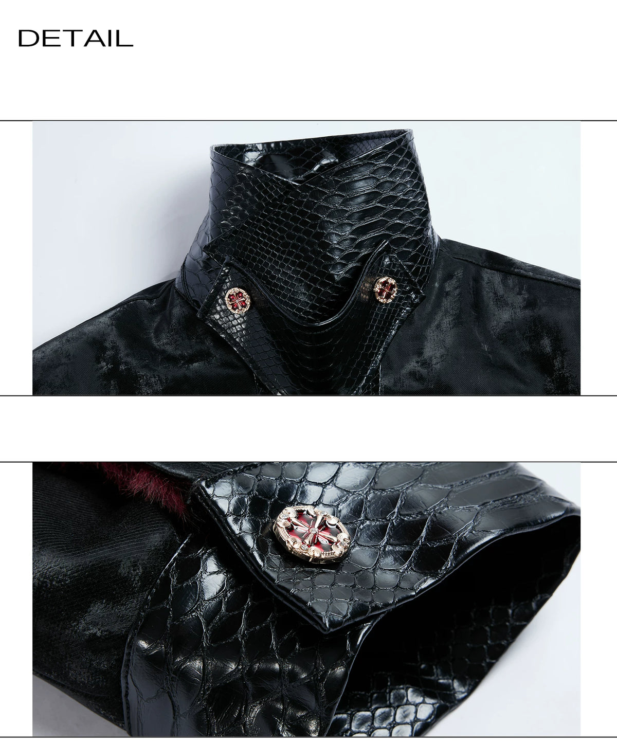 Reversible Black Leather Fur-Collar Jacket | Gothic Style - description image 9