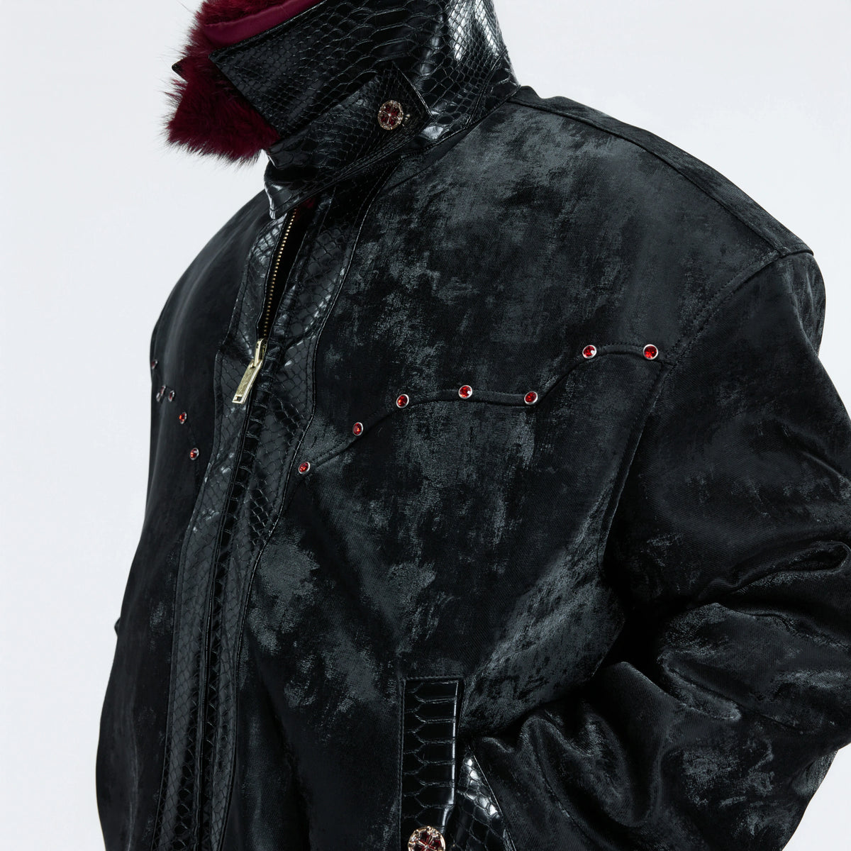 Reversible Black Leather Fur-Collar Jacket | Gothic Style - main image 5