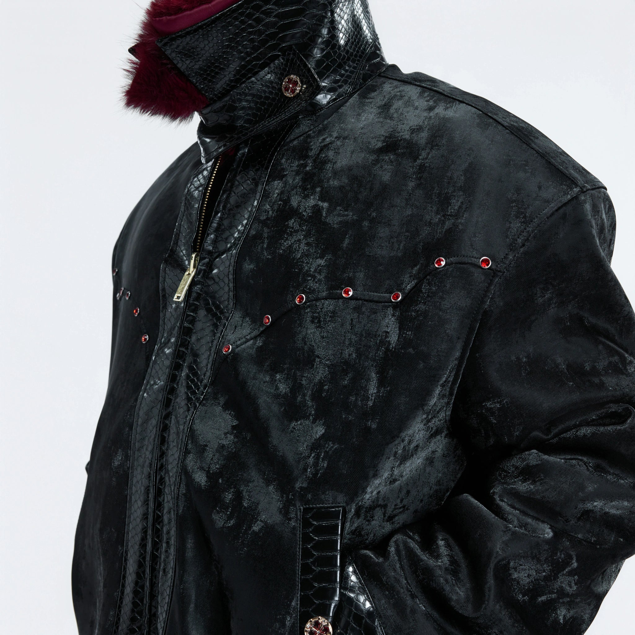 Reversible Black Leather Fur-Collar Jacket | Gothic Style - main image 5
