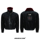 Reversible Black Leather Fur-Collar Jacket | Gothic Style - Black Top