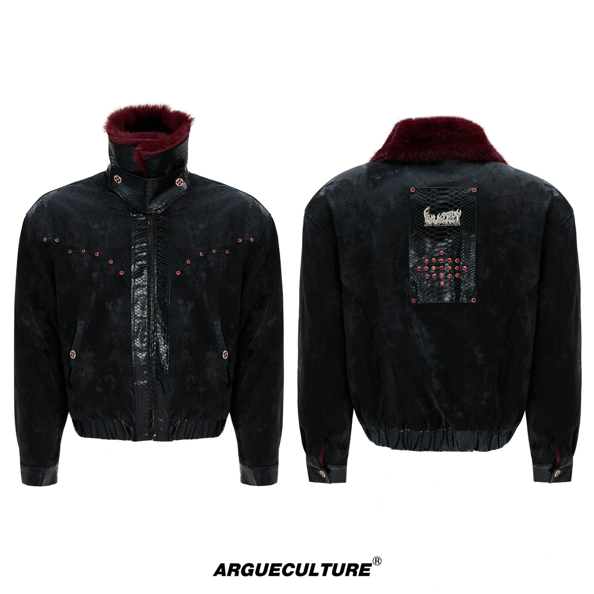 Reversible Black Leather Fur-Collar Jacket | Gothic Style - Black Top