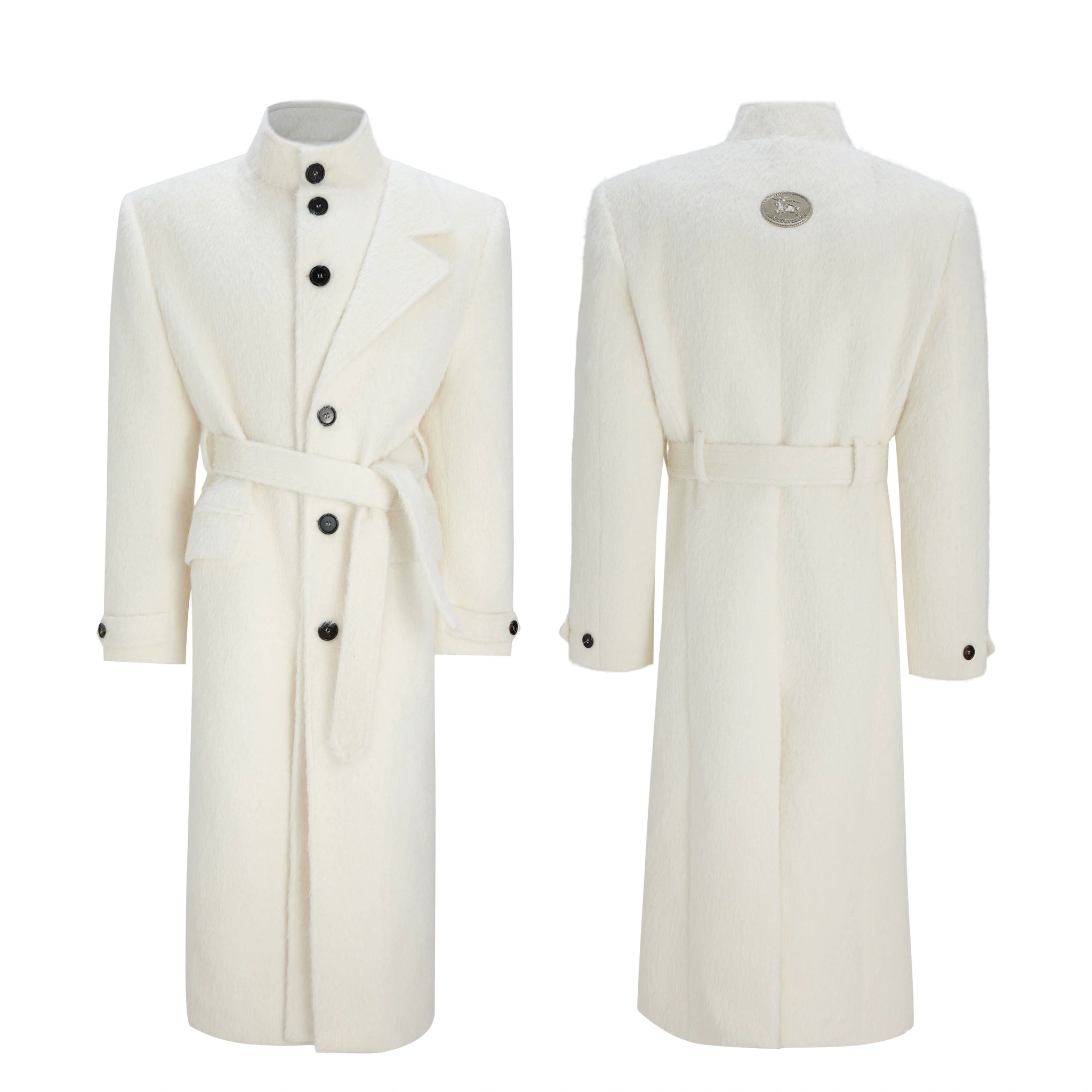 Deconstructed Cotton-Wool Long Coat with Tie Waist - main image 2