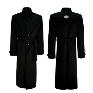 Deconstructed Cotton-Wool Long Coat with Tie Waist - main image 4