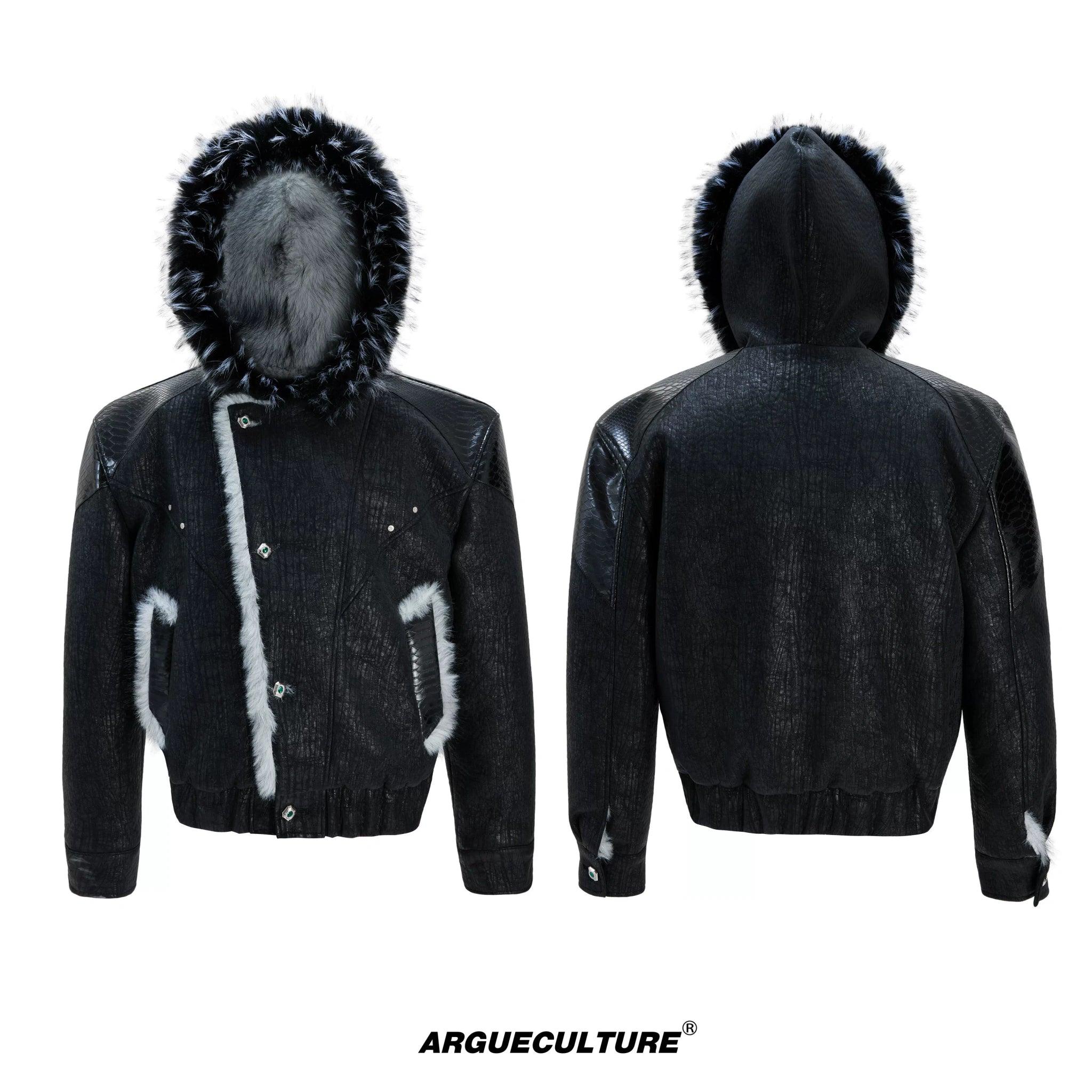 Reversible Faux-Fur Panelled Hooded Jacket - Black Top