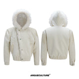 Reversible Faux-Fur Panelled Hooded Jacket - White Top