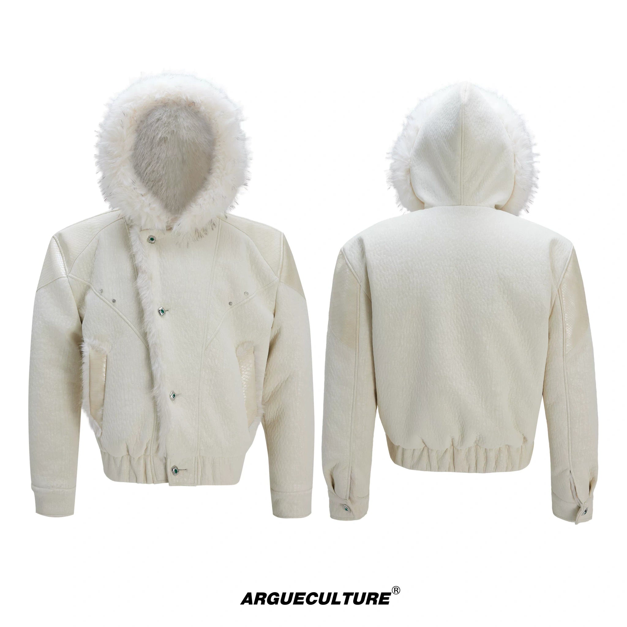 Reversible Faux-Fur Panelled Hooded Jacket - White Top