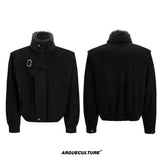 Relaxed Cotton Parka Jacket with Stand Collar | Unisex - Black