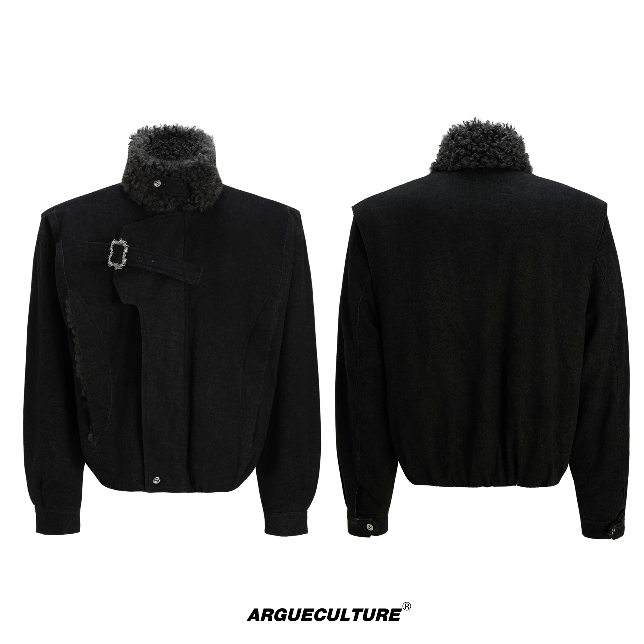 Relaxed Cotton Parka Jacket with Stand Collar | Unisex - Black