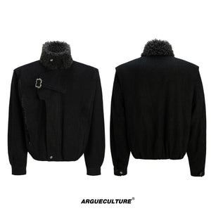 Relaxed Cotton Parka Jacket with Stand Collar | Unisex - Black