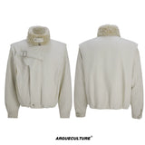 Relaxed Cotton Parka Jacket with Stand Collar | Unisex - White