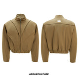 Deconstructed Padded Bomber Jacket | Relaxed Fit - Brown-Green Top