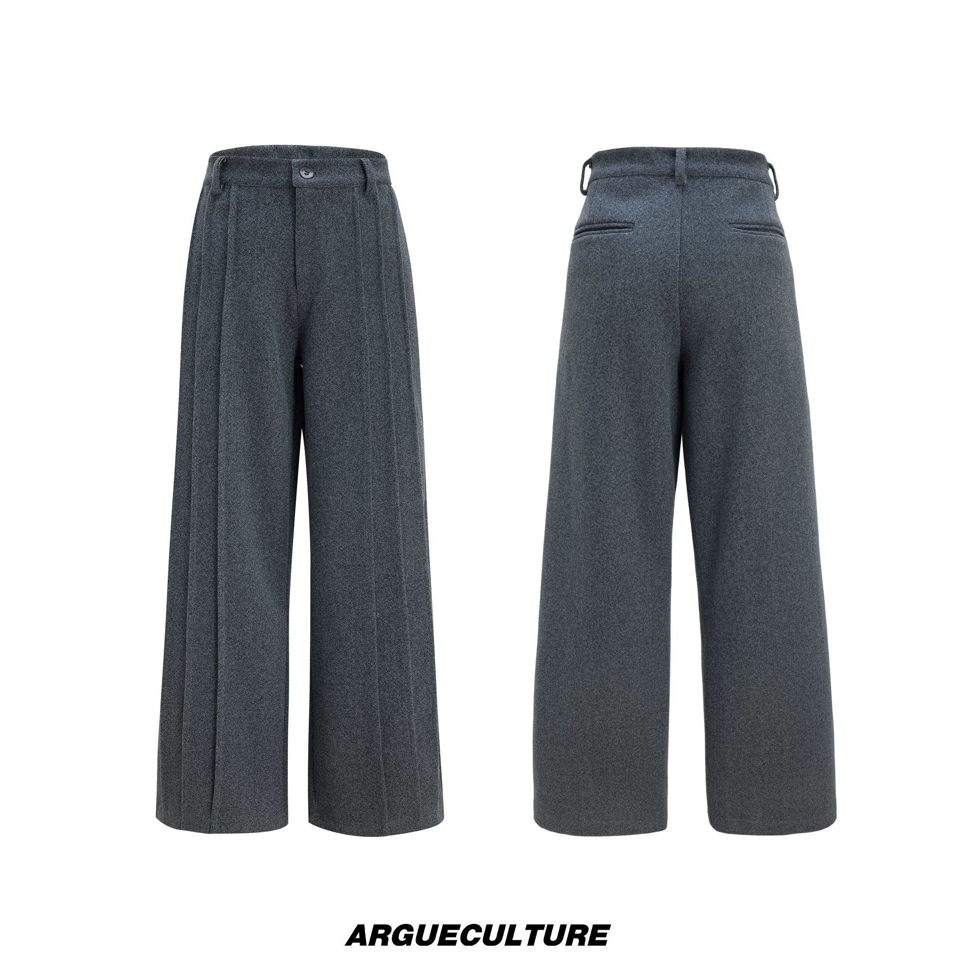 Asymmetric Wool-Blend Suit Set in Gray or Brown - Gray Pants