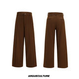 Asymmetric Wool-Blend Suit Set in Gray or Brown - Brown Pants