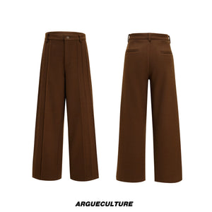 Asymmetric Wool-Blend Suit Set in Gray or Brown - Brown Pants