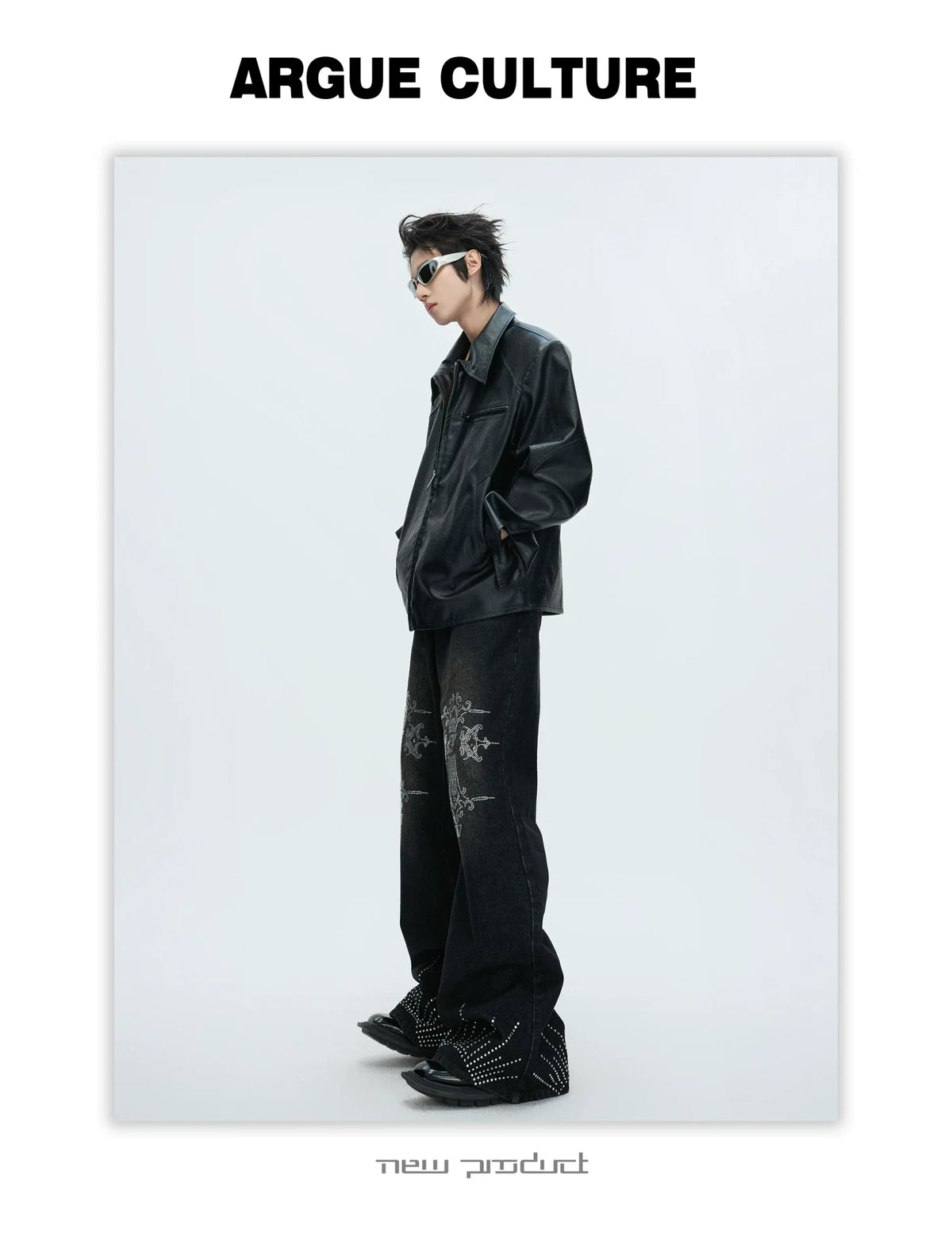 Washed Rhinestone Micro-Flare Jeans | Urban Denim - description image 21