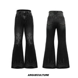 Washed Rhinestone Micro-Flare Jeans | Urban Denim - Black Pants
