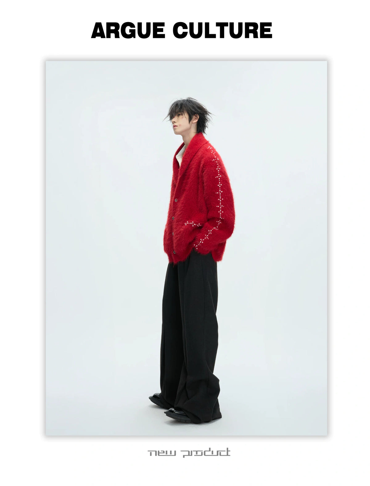 Contrast Stripe Wool-Blend Cardigan Sweater - description image 3