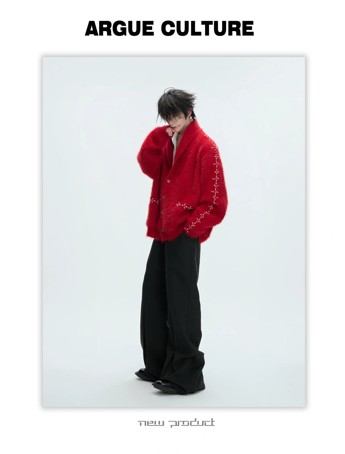 Contrast Stripe Wool-Blend Cardigan Sweater - description image 4