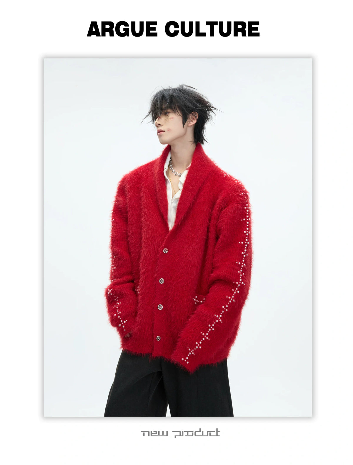 Contrast Stripe Wool-Blend Cardigan Sweater - description image 6