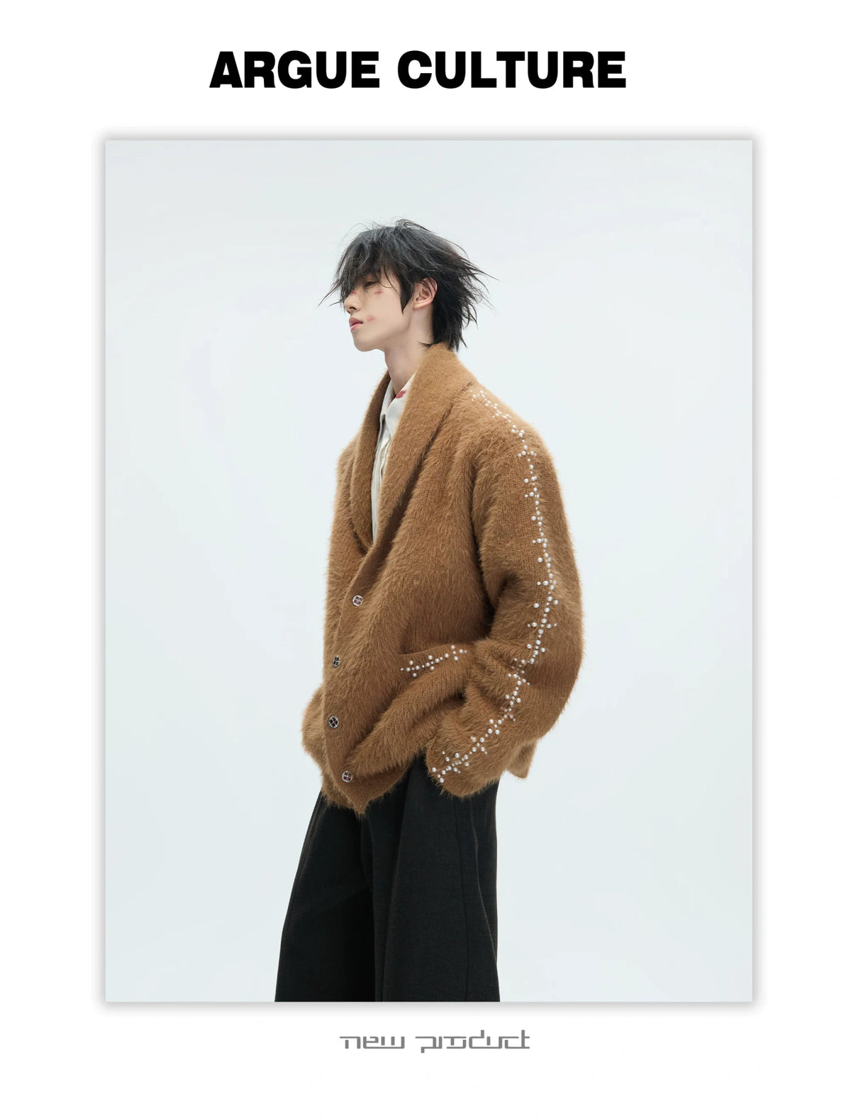 Contrast Stripe Wool-Blend Cardigan Sweater - description image 7