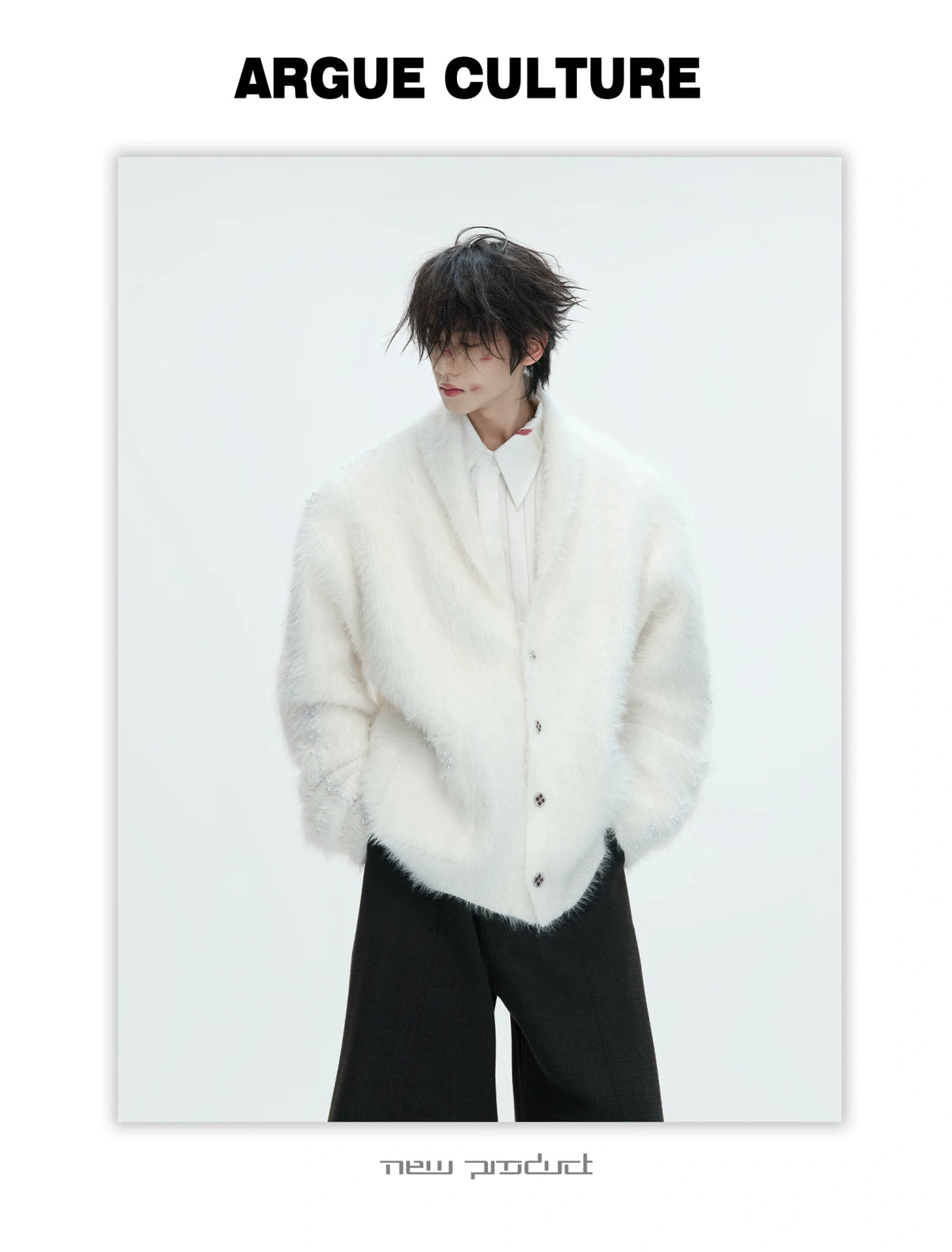 Contrast Stripe Wool-Blend Cardigan Sweater - description image 11